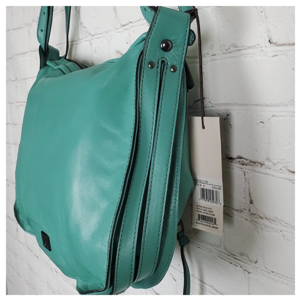 NWT Kooba Leroy Leather Cross Body Bag in Sea Glass blue teal - Picture 8 of 16